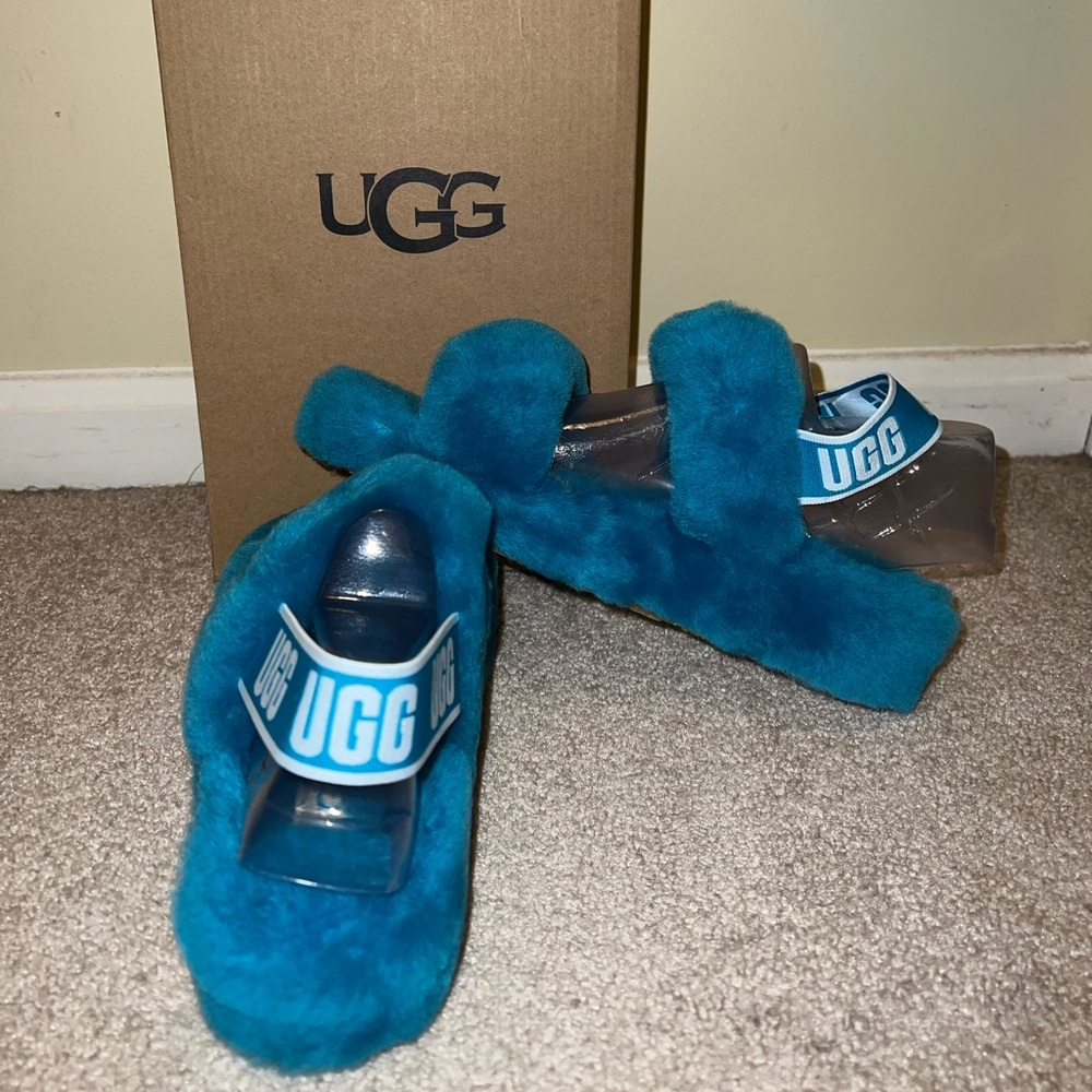Womens UGG® Oh Yeah Slide Sandal - Aquatic Blue